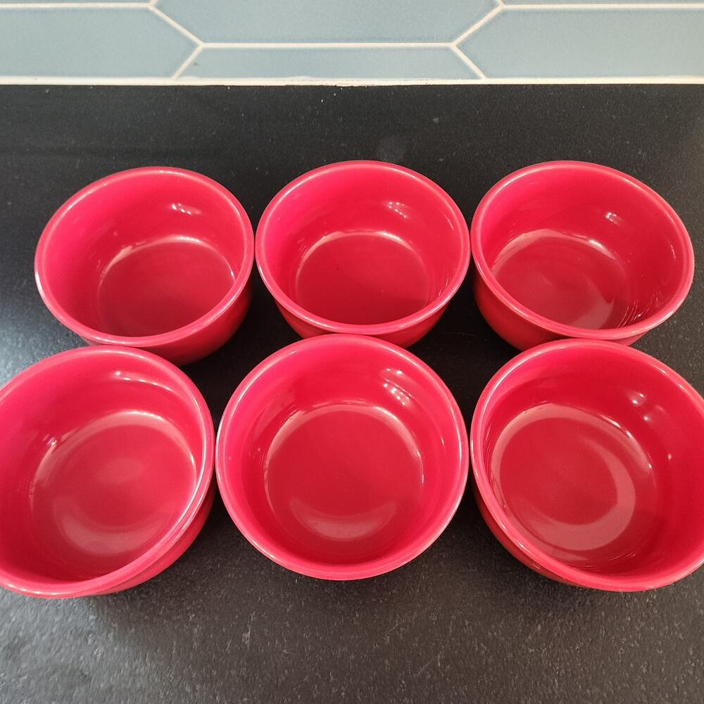 Vintage Fiestaware Homer Laughlin China Fiesta Scarlet Red 6" Bowls Set of 6
